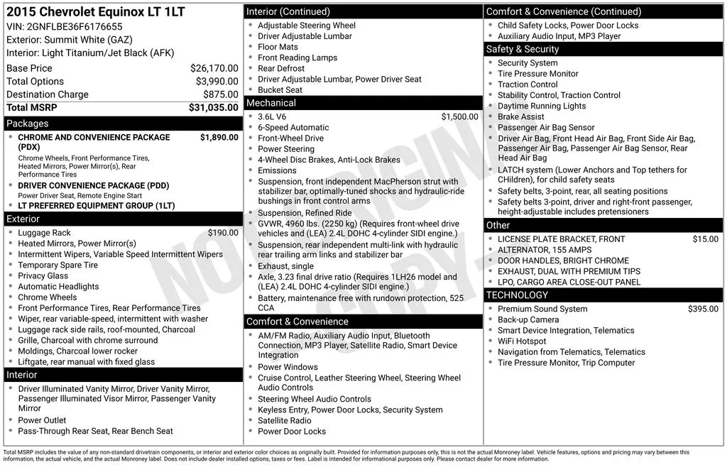 2015 Chevrolet Equinox LT for sale in Pensacola, FL