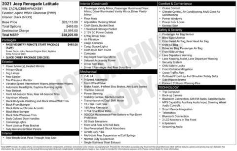 White 2021 Jeep Renegade Latitude for sale in Pensacola, FL