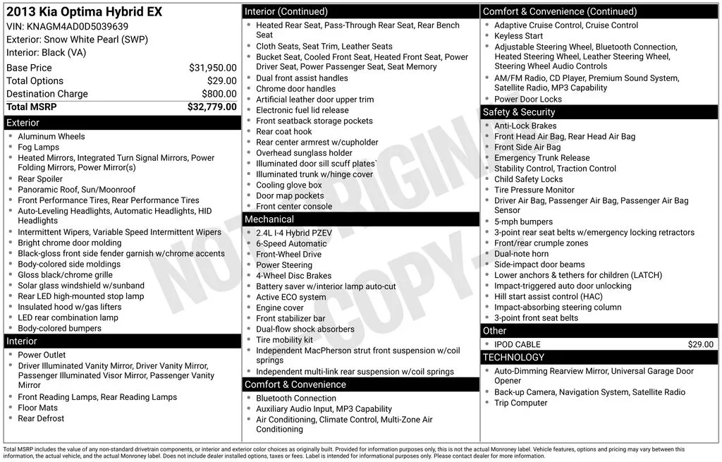 2013 Kia Optima Hybrid EX for sale in Pensacola, FL