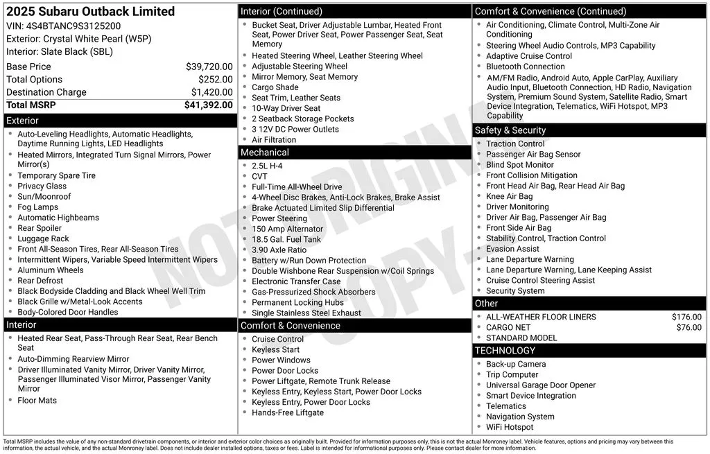 2025 Subaru Outback Limited for sale in Pensacola, FL