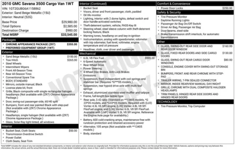 Beige 2010 GMC Savana 3500 Work Van for sale in Pensacola, FL