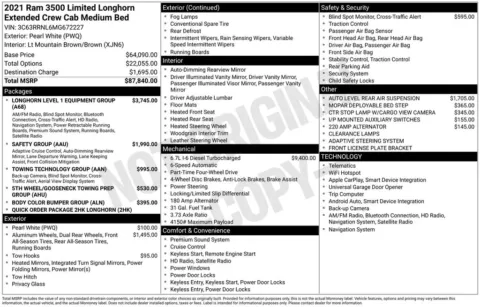 White 2021 Ram 3500 Laramie Longhorn for sale in Pensacola, FL