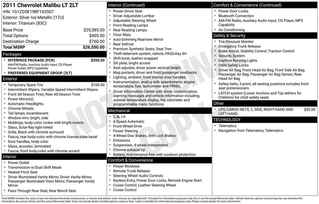 2011 Chevrolet Malibu LT for sale in Pensacola, FL