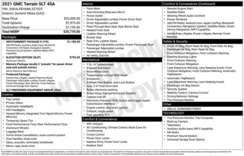 White 2021 GMC Terrain SLT for sale in Pensacola, FL