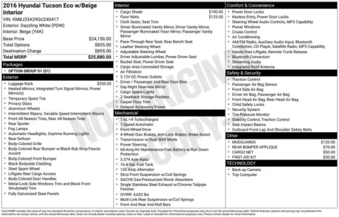White 2016 Hyundai Tucson Eco for sale in Pensacola, FL