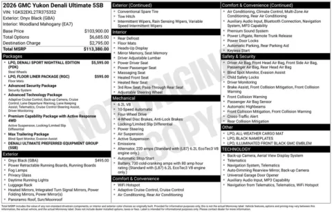 Black 2026 GMC Yukon Denali Ultimate for sale in Pensacola, FL