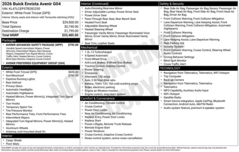 White 2026 Buick Envista Avenir for sale in Pensacola, FL