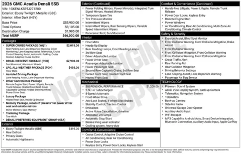 Black 2026 GMC Acadia Denali for sale in Pensacola, FL