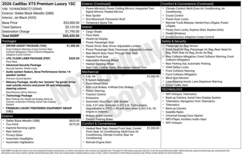 Black 2026 Cadillac XT5 Premium Luxury for sale in Pensacola, FL