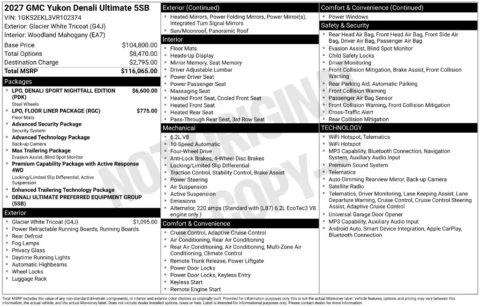 White 2027 GMC Yukon Denali Ultimate for sale in Pensacola, FL