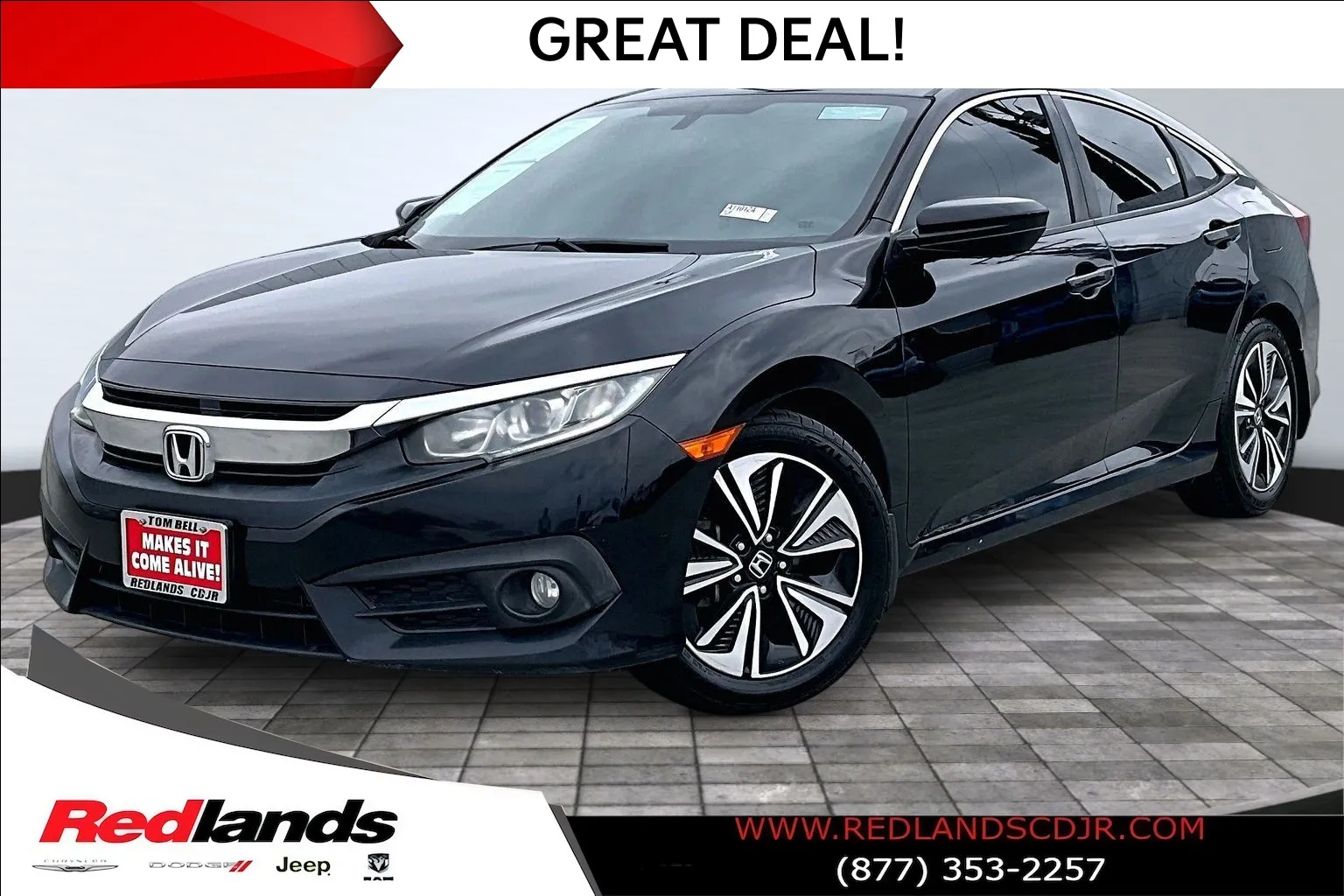 Black 2017 Honda Civic EX-T for sale in Redlands, CA