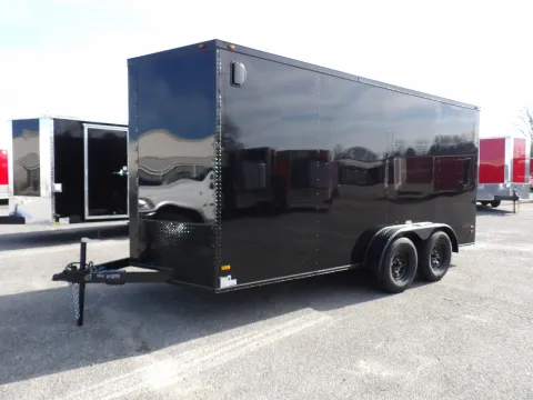 Photos of 2026 All World Trailers 7X16 Enclosed Black B/O for sale in Cochran, GA at WOW Cargo Trailers