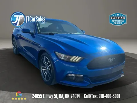 Blue 2017 Ford Mustang EcoBoost Coupe 2D for sale in Broken Arrow, OK