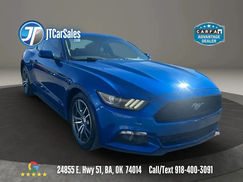 Blue 2017 Ford Mustang EcoBoost Coupe 2D for sale in Broken Arrow, OK