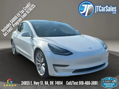 White 2020 Tesla Model 3 Standard Range Plus Sedan 4D for sale in Broken Arrow, OK