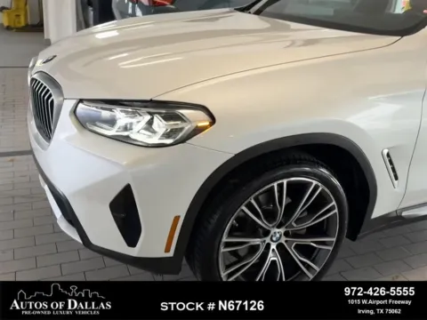 White 2023 BMW X3 sDrive30i NAV,CAM,PANO,HTD STS,BLIND SPOT,21" WHLS for sale in Irving, TX