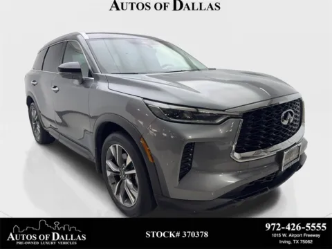 Gray 2023 INFINITI QX60 LUXE NAV,CAM,SUNROOF,CLMT STS,BLIND SPOT,3RD ROW for sale in Irving, TX