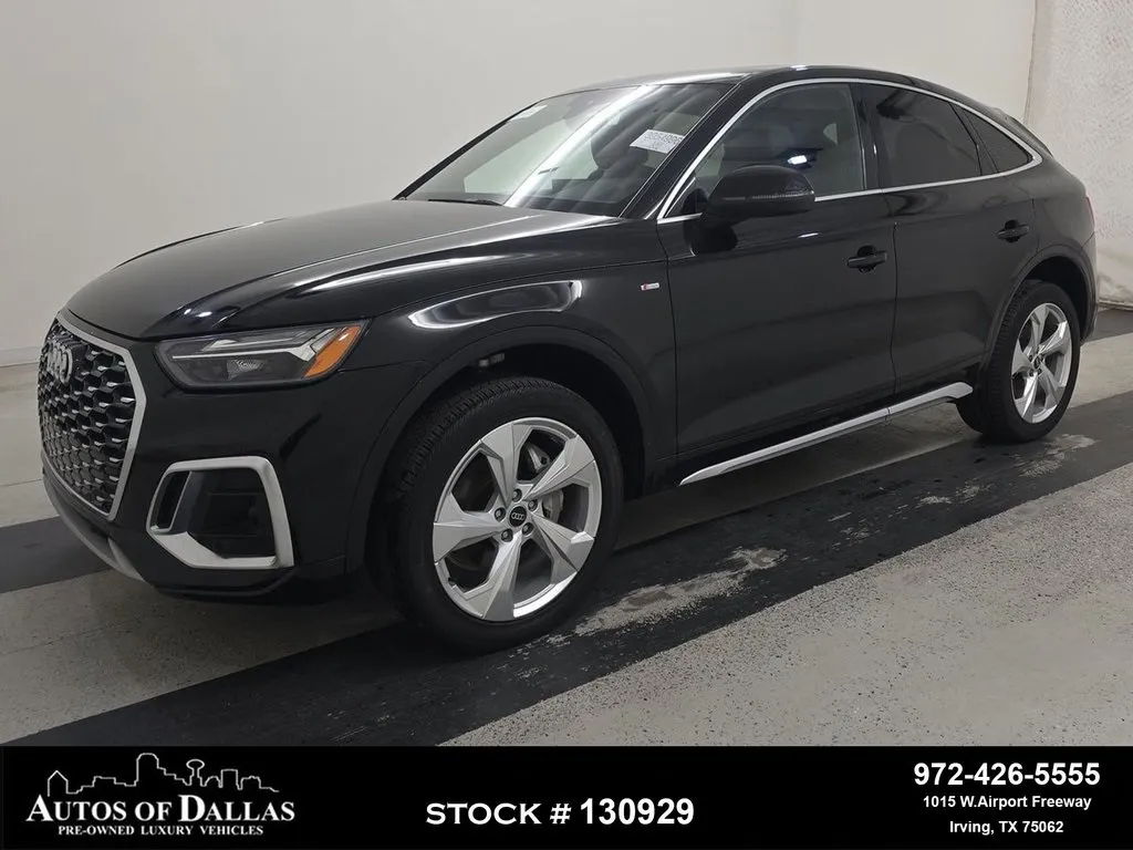 Black 2023 Audi Q5 Sportback 45 S line Premium CAM,PANO,HTD STS,BLIND SPOT for sale in Irving, TX