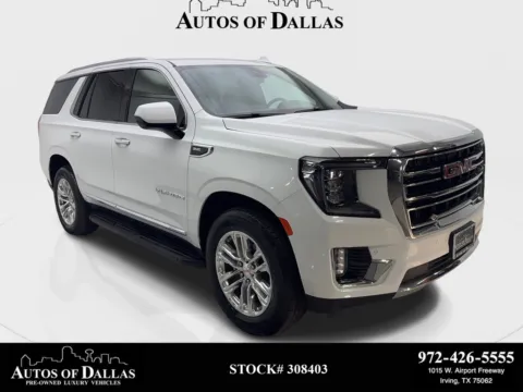 White 2024 GMC Yukon SLT NAV,CAM,HTD STS,BLIND SPOT,3RD ROW for sale in Irving, TX
