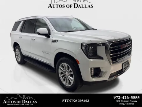 White 2024 GMC Yukon SLT NAV,CAM,HTD STS,BLIND SPOT,3RD ROW for sale in Irving, TX
