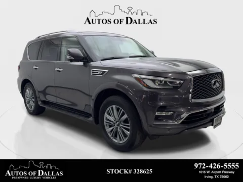 Gray 2024 INFINITI QX80 LUXE NAV,CAM,SUNROOF,HTD STS,BLIND SPOT,3RD ROW for sale in Irving, TX