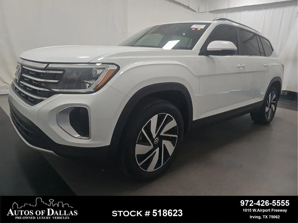 White 2025 Volkswagen Atlas 2.0T SE w/Technology CAM,PANO,BLIND SPOT,3RD ROW for sale in Irving, TX