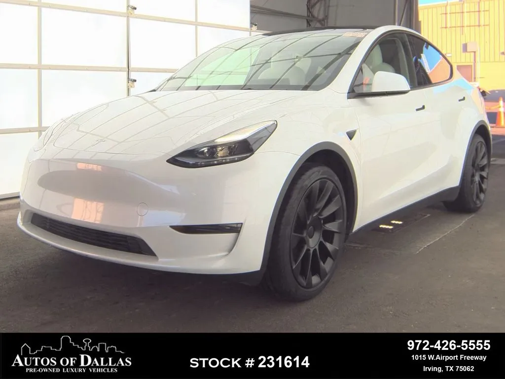 White 2025 Tesla Model Y Long Range NAV,CAM,PANO,HTD STS,BLIND SPOT,20" WLS for sale in Irving, TX