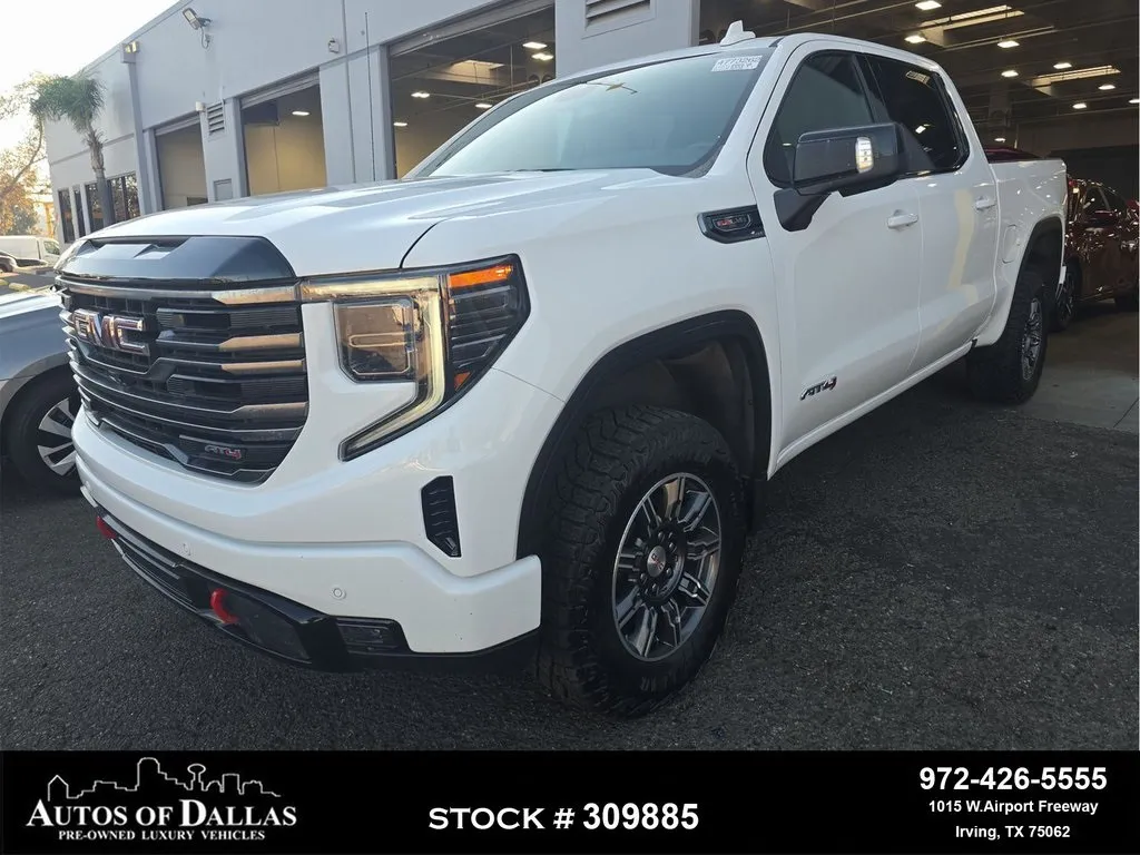 White 2025 GMC Sierra 1500 AT4 NAV,CAM,CLMT STS,BLIND SPOT,18" WLS for sale in Irving, TX