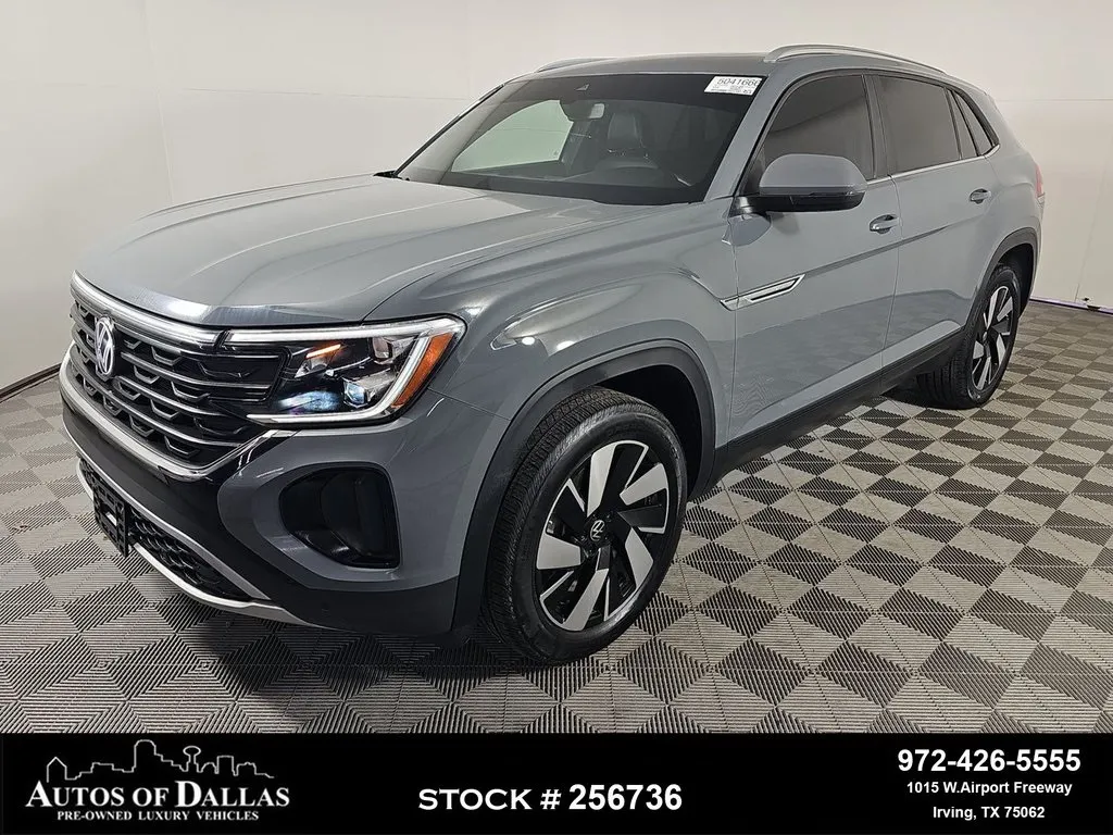 Gray 2024 Volkswagen Atlas Cross Sport 2.0T SE w/Technology CAM,PANO,HTD STS,BLIND SPOT,2 for sale in Irving, TX