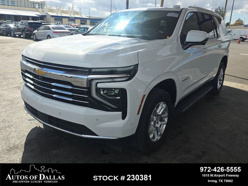 White 2025 Chevrolet Tahoe LT NAV,CAM,HTD STS,BLIND SPOT,3RD ROW for sale in Irving, TX