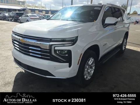White 2025 Chevrolet Tahoe LT NAV,CAM,HTD STS,BLIND SPOT,3RD ROW for sale in Irving, TX