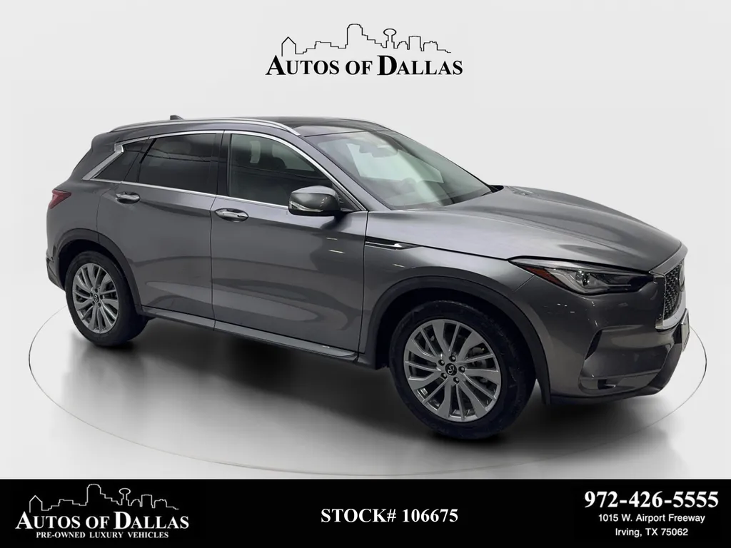 Gray 2024 INFINITI QX50 LUXE CAM,PANO,HTD STS,BLIND SPOT,19" WLS for sale in Irving, TX