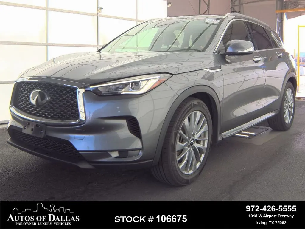 Gray 2024 INFINITI QX50 LUXE CAM,PANO,HTD STS,BLIND SPOT,19" WLS for sale in Irving, TX