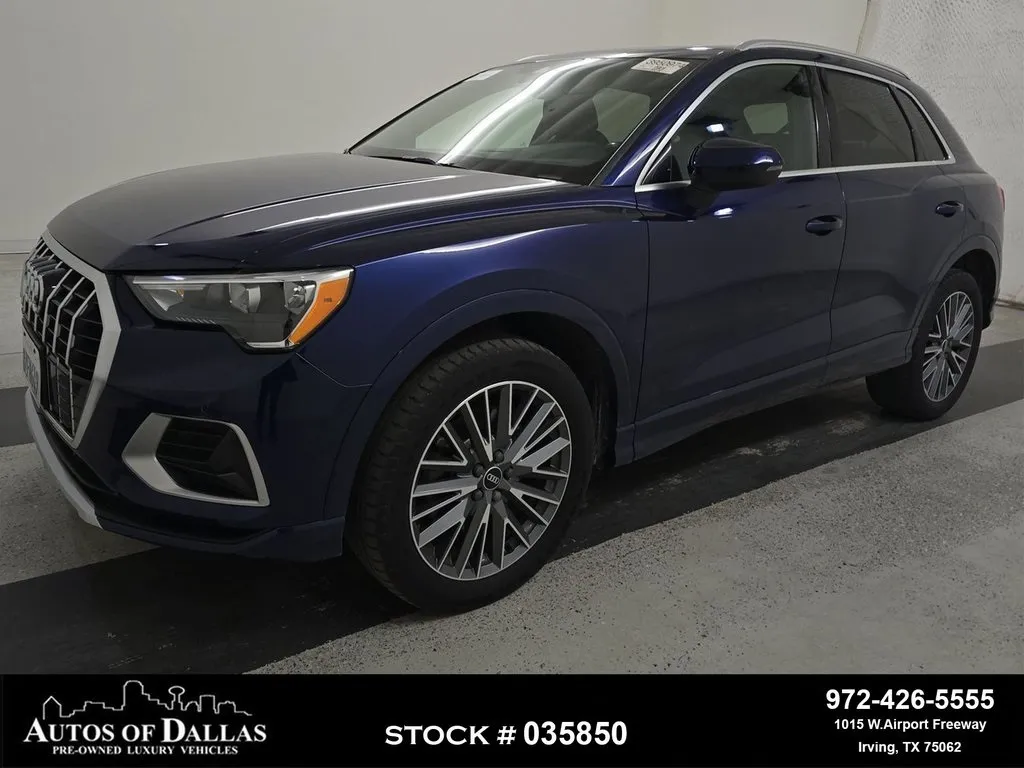 Blue 2022 Audi Q3 Premium CAM,PANO,HTD STS,BLIND SPOT,18" WLS for sale in Irving, TX