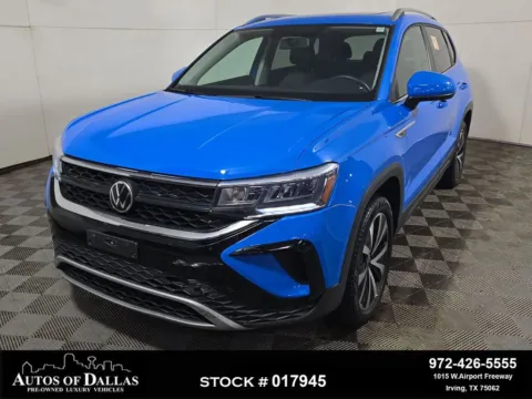 Blue 2022 Volkswagen Taos 1.5T SE CAM,PANO,HTD STS,BLIND SPOT,18" WLS for sale in Irving, TX
