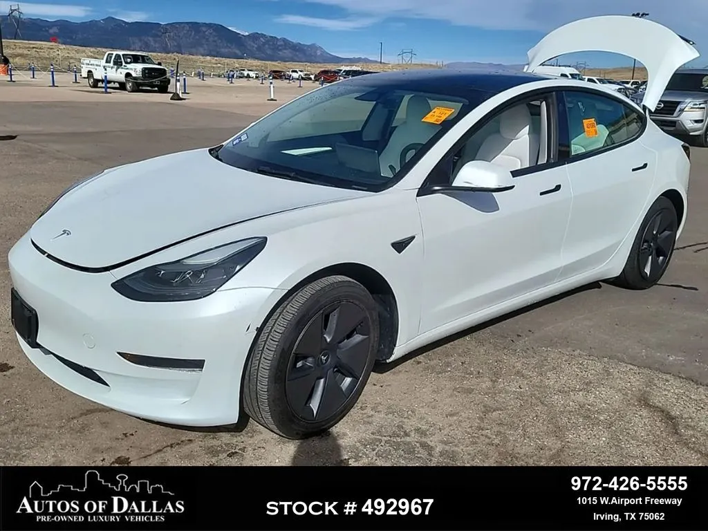 White 2023 Tesla Model 3 NAV,CAM,PANO,HTD STS,BLIND SPOT for sale in Irving, TX