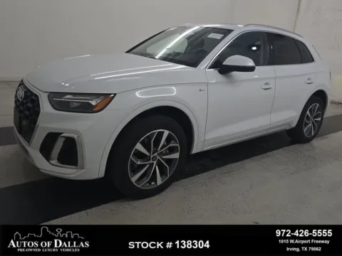 White 2023 Audi Q5 45 S line Premium CAM,PANO,HTD STS,BLIND SPOT for sale in Irving, TX