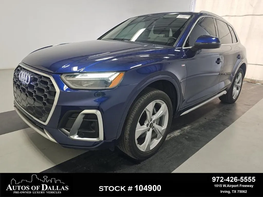 Blue 2023 Audi Q5 45 S line Premium Plus NAV,CAM,PANO,HTD STS,BLIND for sale in Irving, TX