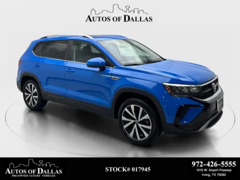 Blue 2022 Volkswagen Taos 1.5T SE CAM,PANO,HTD STS,BLIND SPOT,18" WLS for sale in Irving, TX