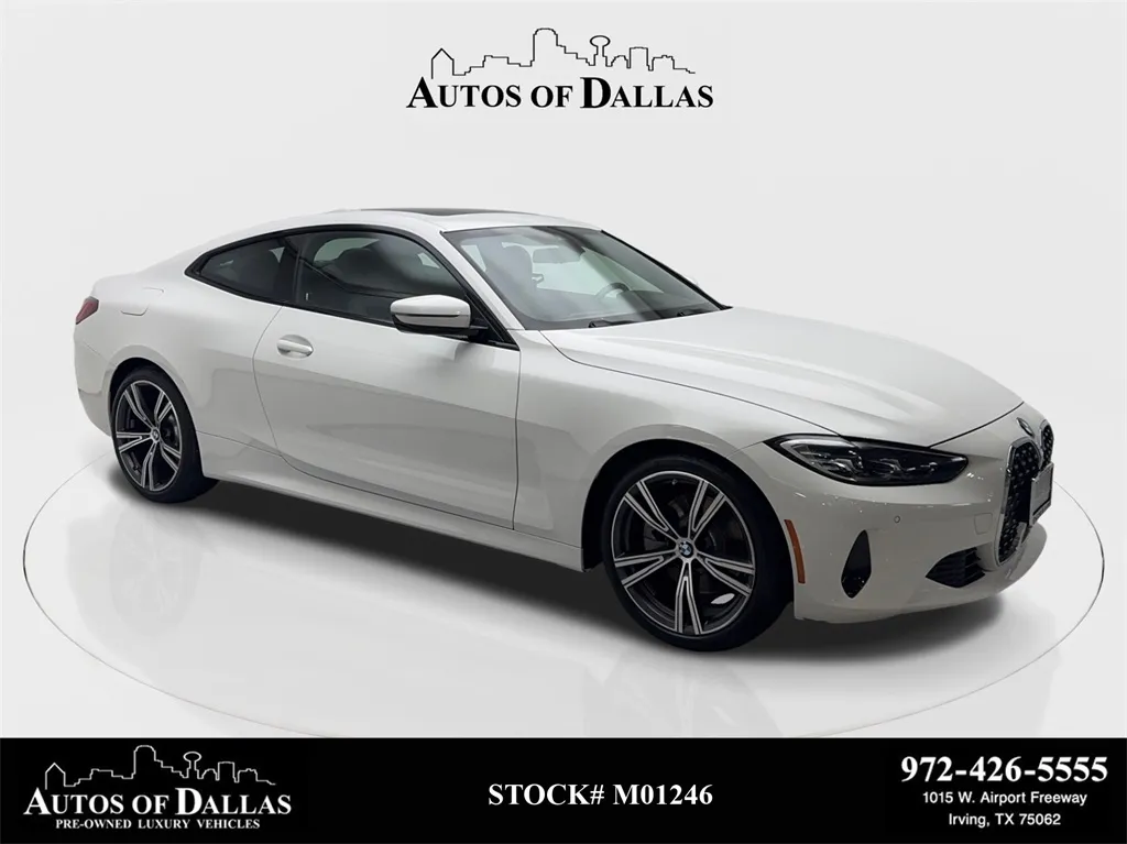 White 2023 BMW 4 Series 430i SPORT LINE,NAV,CAM,SUNROOF,HTD STS,BLIND SPOT for sale in Irving, TX