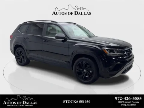 Black 2022 Volkswagen Atlas 3.6L V6 SE w/Technology CAM,PANO,HTD STS,BLIND SPO for sale in Irving, TX