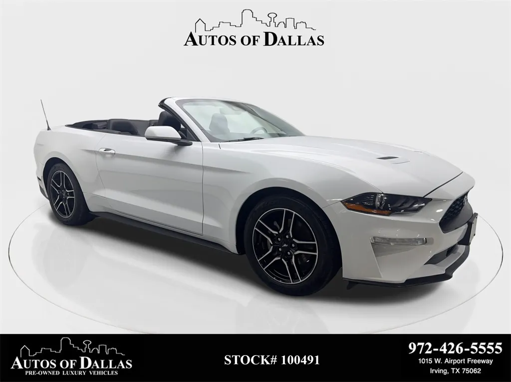 White 2023 Ford Mustang EcoBoost Premium Convertible CAM,CLMT STS for sale in Irving, TX