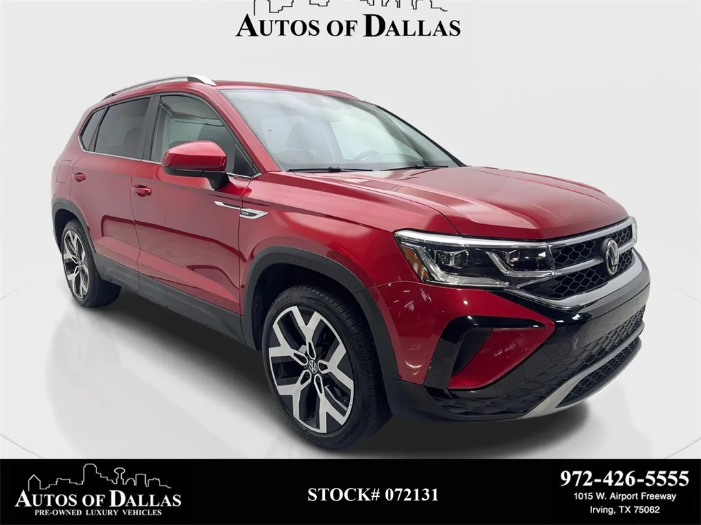 Red 2022 Volkswagen Taos 1.5T SEL NAV,CAM,PANO,HTD STS,BLIND SPOT,19" WLS for sale in Irving, TX