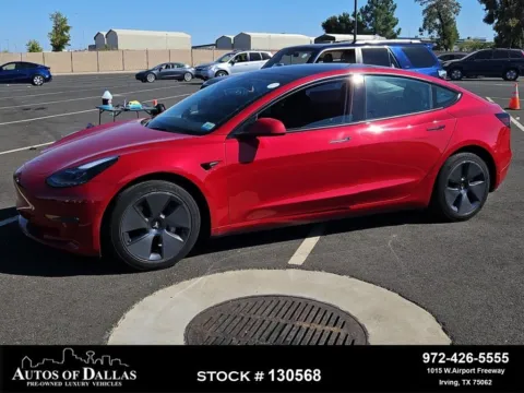 Red 2022 Tesla Model 3 Long Range NAV,CAM,PANO,HTD STS,BLIND SPOT,18" WLS for sale in Irving, TX