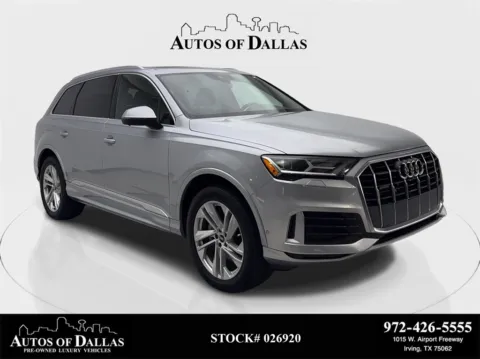 Silver 2021 Audi Q7 45 Premium NAV,CAM,PANO,HTD STS,BLIND SPOT,3RD ROW for sale in Irving, TX