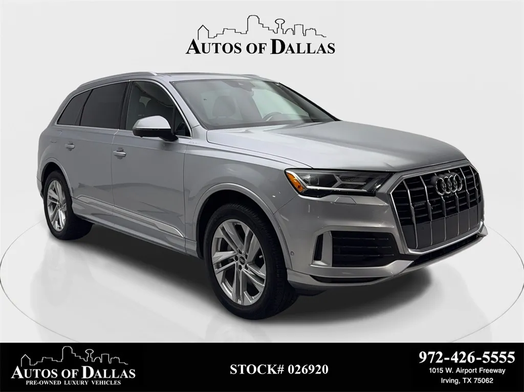Silver 2021 Audi Q7 45 Premium NAV,CAM,PANO,HTD STS,BLIND SPOT,3RD ROW for sale in Irving, TX