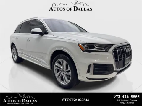 White 2023 Audi Q7 45 Premium NAV,CAM,PANO,HTD STS,BLIND SPOT,3RD ROW for sale in Irving, TX