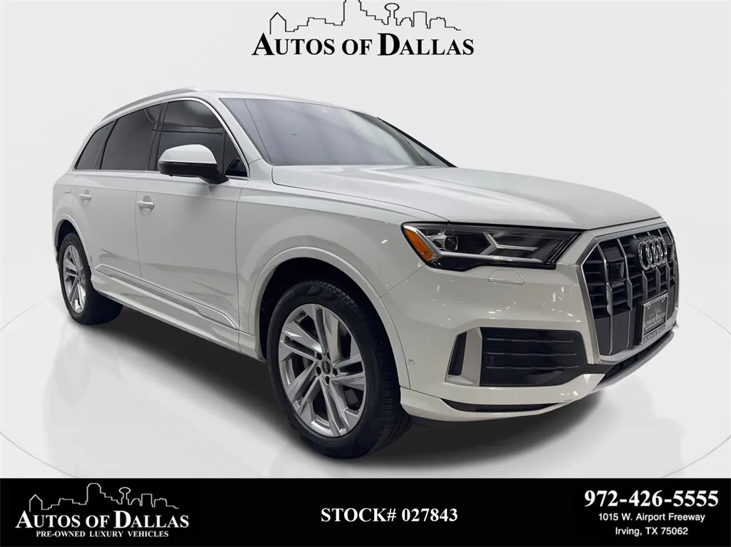 White 2023 Audi Q7 45 Premium NAV,CAM,PANO,HTD STS,BLIND SPOT,3RD ROW for sale in Irving, TX