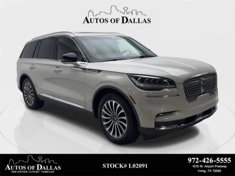 White 2022 Lincoln Aviator Reserve NAV,CAM,PANO,CLMT STS,BLIND SPOT,3RD ROW for sale in Irving, TX