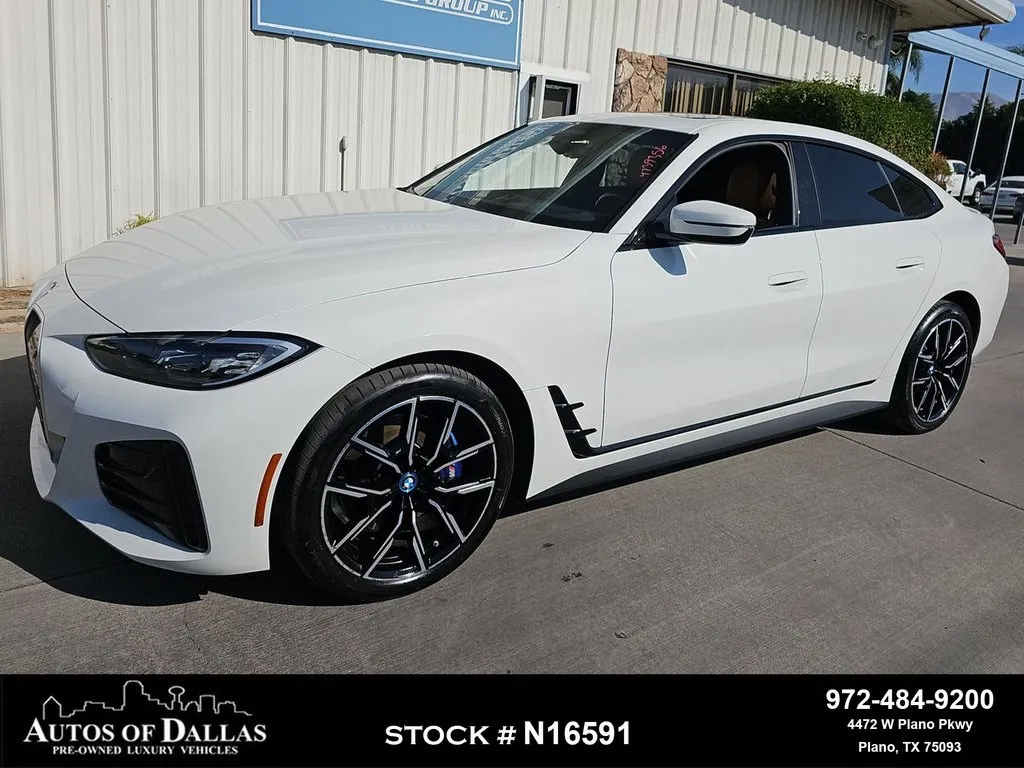 White 2022 BMW i4 eDrive40 M SPORT,NAV,CAM,SUNROOF,HTD STS,BLIND SPO for sale in Plano, TX